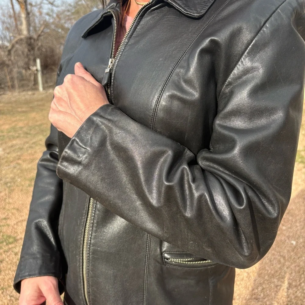 ANN TAYLOR LEATHER JACKET 12 - Picture 13 of 16